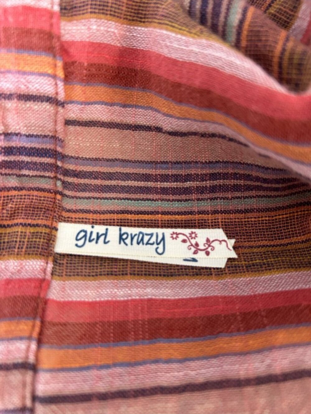 Girl Krazy Retro Striped Boho Retro Wrap Style Side Tie Size Medium - Picture 4 of 8
